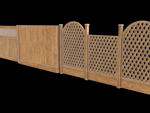 Wooden Fence set PBR 03 Modelo 3D