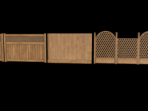 Wooden Fence set PBR 03 Modelo 3D
