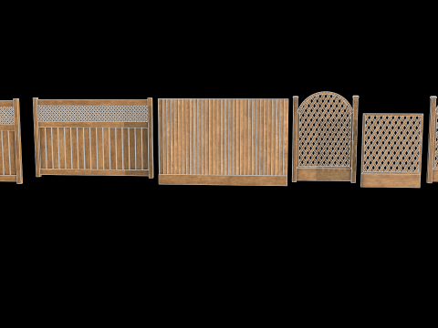 Wooden Fence set PBR 03 Modelo 3D