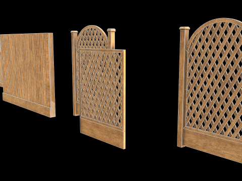 Wooden Fence set PBR 03 Modelo 3D
