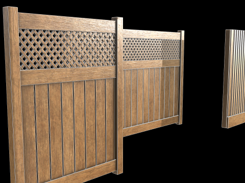Wooden Fence set PBR 03 Modelo 3D