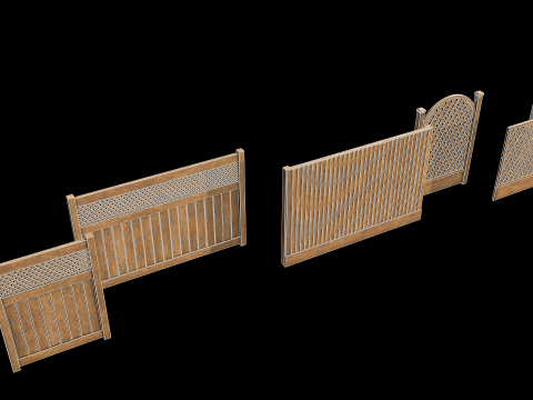Wooden Fence set PBR 03 Modelo 3D
