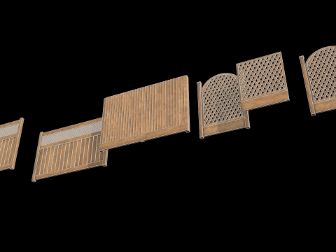 Wooden Fence set PBR 03 Modelo 3D