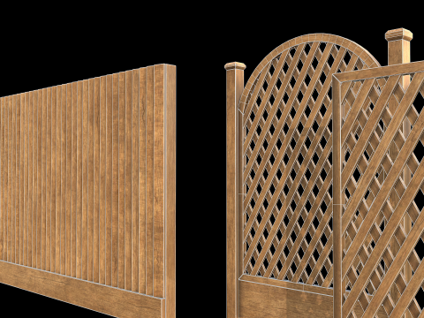 Wooden Fence set PBR 03 Modelo 3D
