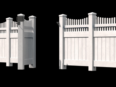 Wooden Fence set PBR 04 Model 3D