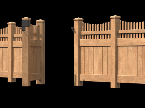 Wooden Fence set PBR 04 Model 3D