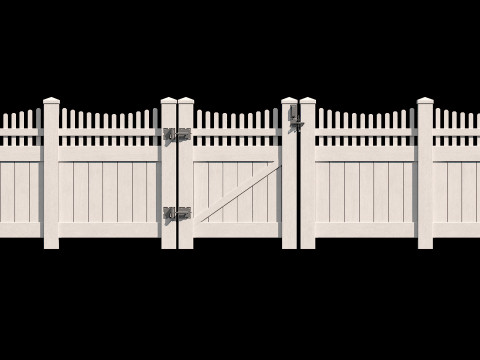 Wooden Fence set PBR 04 Model 3D