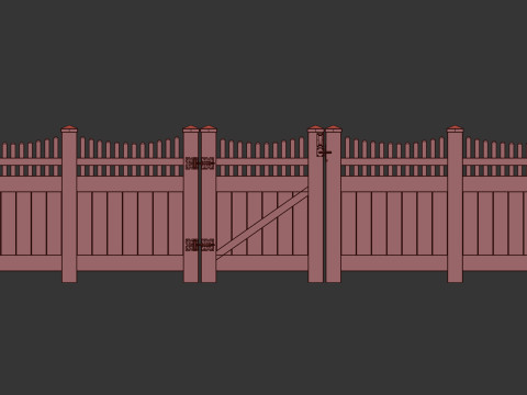 Wooden Fence set PBR 04 Model 3D