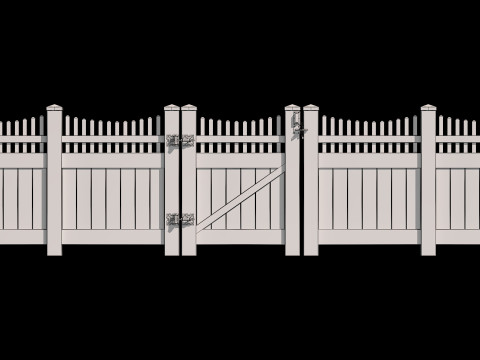 Wooden Fence set PBR 04 Model 3D