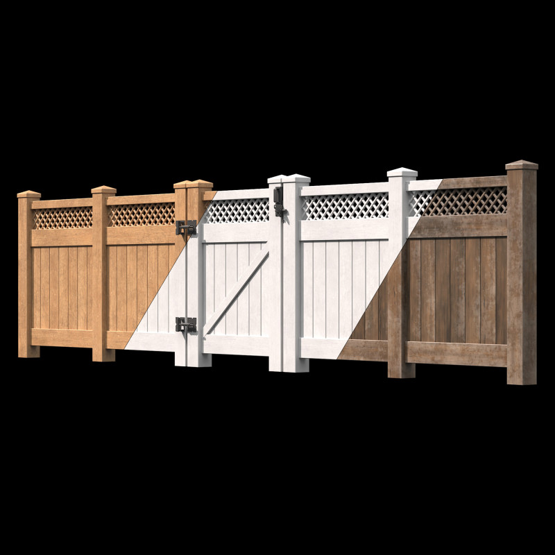 Wooden Fence set PBR 05 3D Model .c4d .max .obj .3ds .fbx .stl .blend 