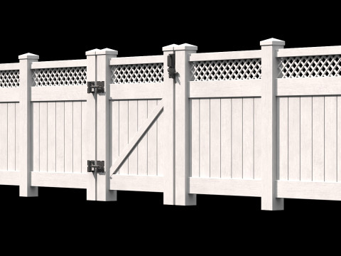 Wooden Fence set PBR 05 3D Model