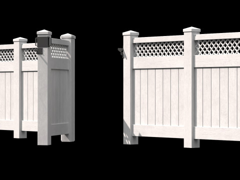 Wooden Fence set PBR 05 3D Model
