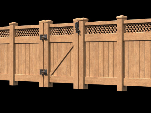 Wooden Fence set PBR 05 3D Model