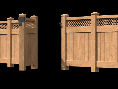 Wooden Fence set PBR 05 3D Model