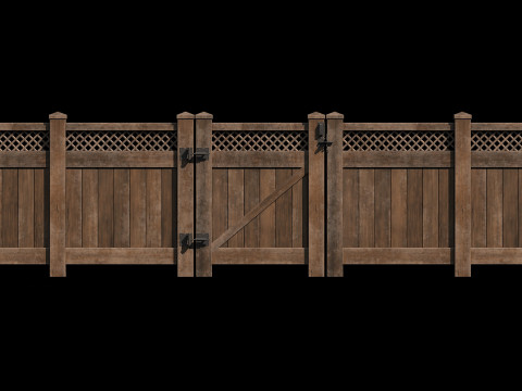 Wooden Fence set PBR 05 3D Model