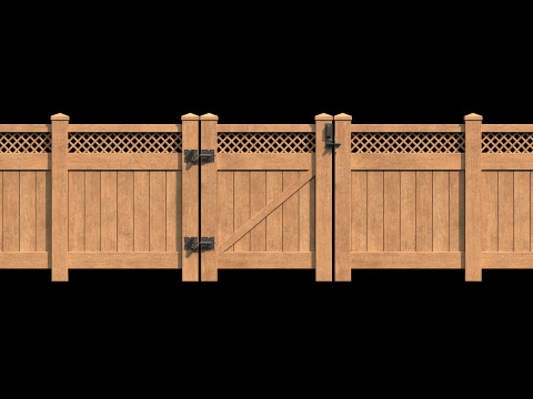 Wooden Fence set PBR 05 3D Model