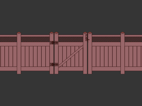 Wooden Fence set PBR 05 3D Model
