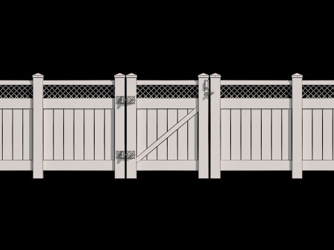 Wooden Fence set PBR 05 3D Model