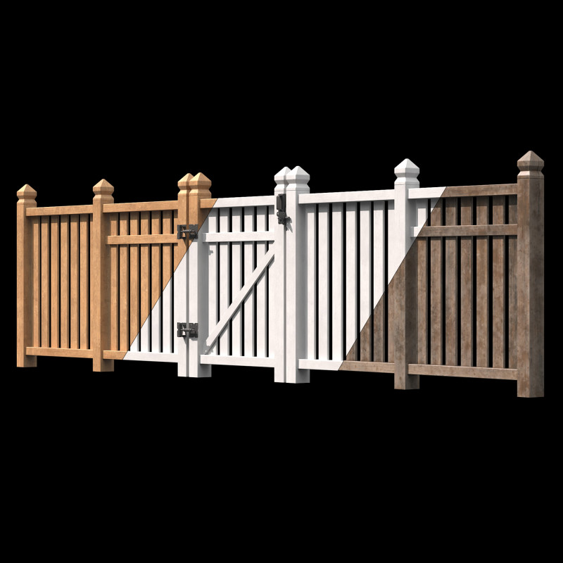 Wooden Fence set PBR 06 3D Model .c4d .max .obj .3ds .fbx .stl .blend 