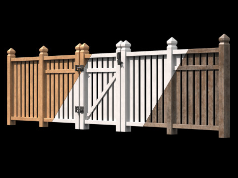 Wooden Fence set PBR 06 3D Model
