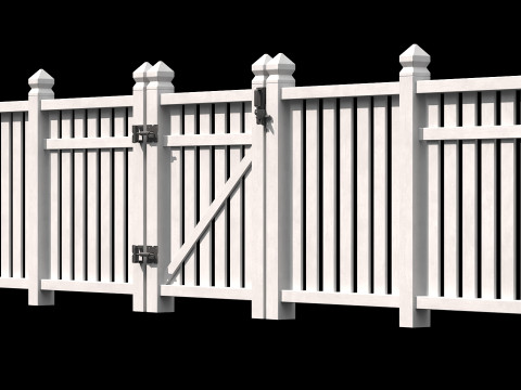 Wooden Fence set PBR 06 3D Model
