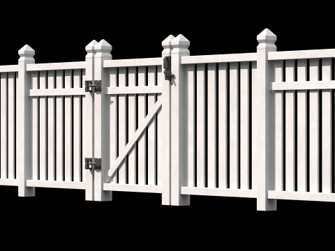 Wooden Fence set PBR 06 3D Model