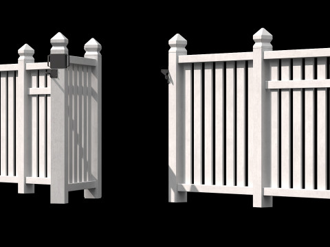 Wooden Fence set PBR 06 3D Model