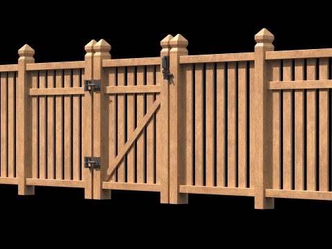Wooden Fence set PBR 06 3D Model