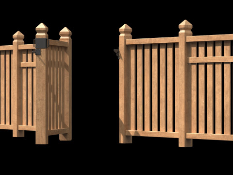 Wooden Fence set PBR 06 3D Model