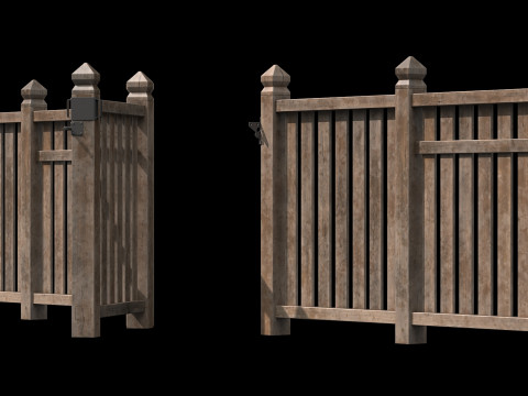 Wooden Fence set PBR 06 3D Model
