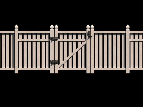 Wooden Fence set PBR 06 3D Model