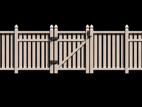 Wooden Fence set PBR 06 3D Model