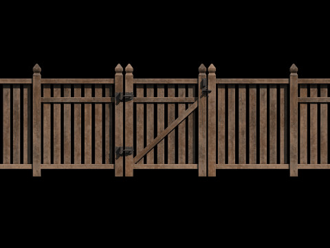 Wooden Fence set PBR 06 3D Model