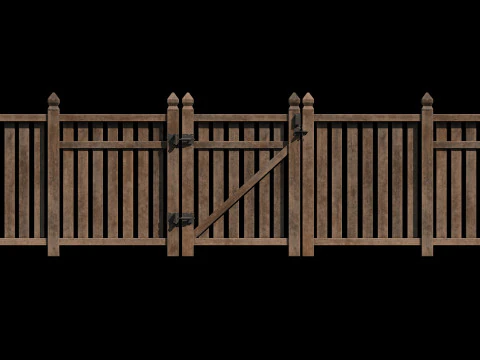 Wooden Fence set PBR 06 3D Model