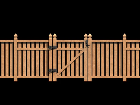 Wooden Fence set PBR 06 3D Model