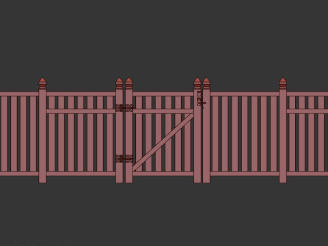 Wooden Fence set PBR 06 3D Model