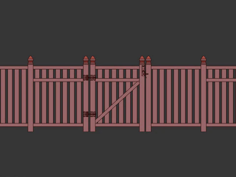 Wooden Fence set PBR 06 3D Model