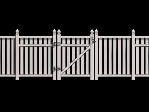 Wooden Fence set PBR 06 3D Model