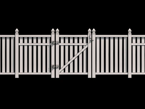 Wooden Fence set PBR 06 3D Model