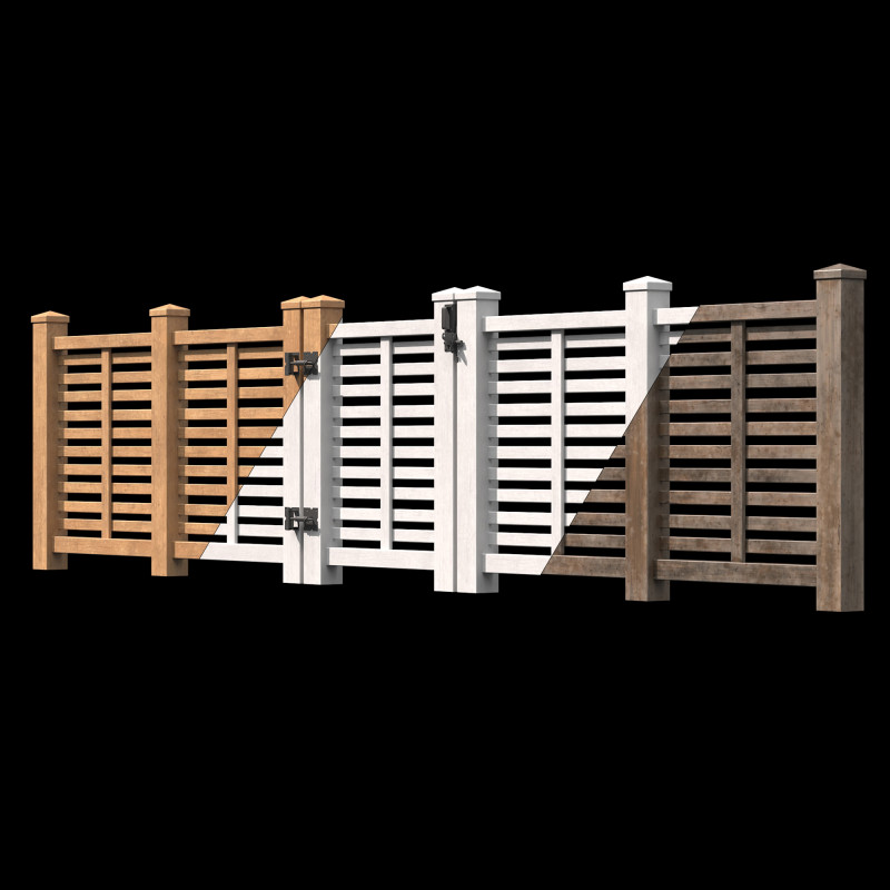 Wooden Fence set PBR 07 3D 模型 .c4d .max .obj .3ds .fbx .stl .blend 
