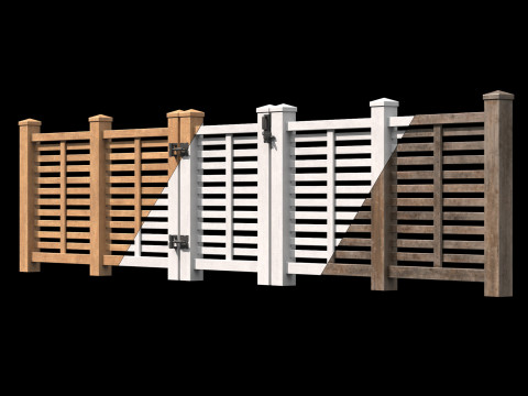Wooden Fence set PBR 07 3D Model