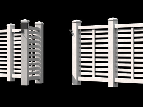 Wooden Fence set PBR 07 3D 模型