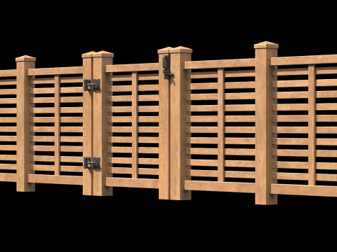 Wooden Fence set PBR 07 3D 模型