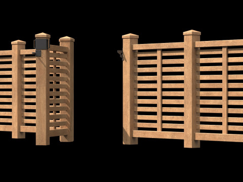 Wooden Fence set PBR 07 3D 模型