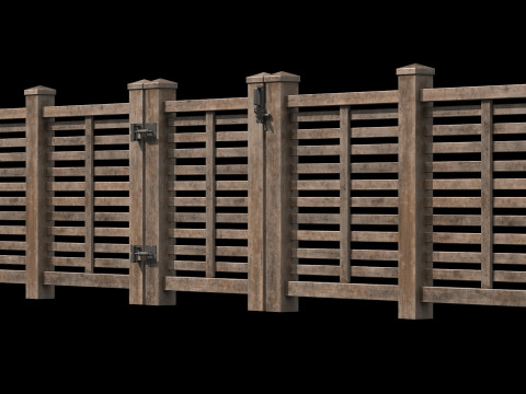 Wooden Fence set PBR 07 3D 模型