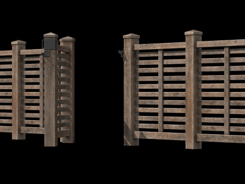 Wooden Fence set PBR 07 3D 模型