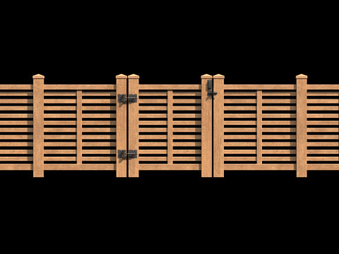Wooden Fence set PBR 07 3D 模型