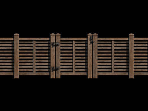 Wooden Fence set PBR 07 3D 模型