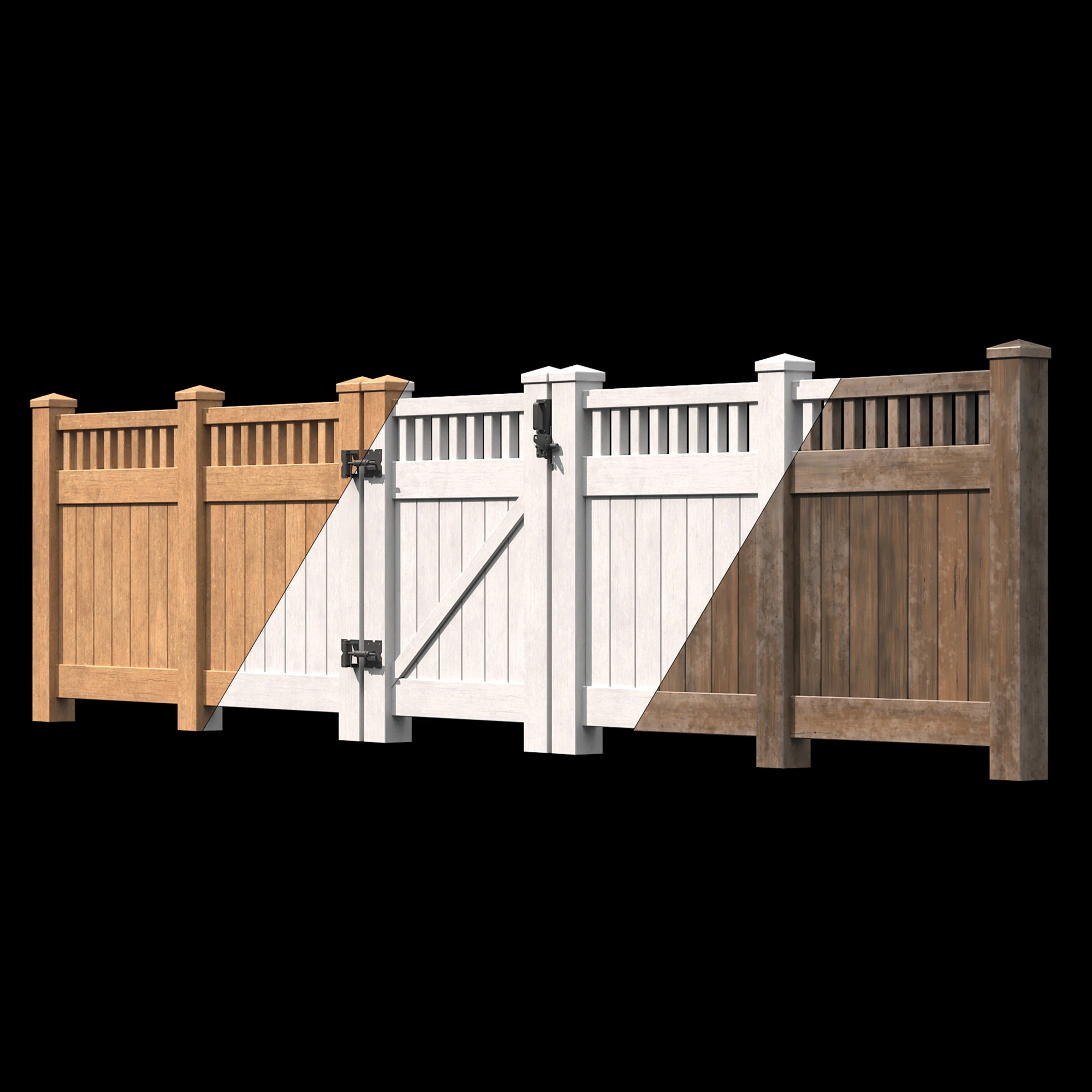 Wooden Fence set PBR 08 3D Model .c4d .max .obj .3ds .fbx .stl .blend