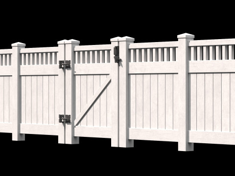Wooden Fence set PBR 08 3D-Modell